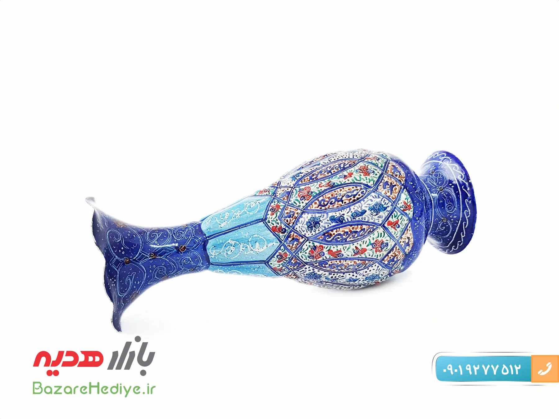گلدان مسی میناکاری ارتفاع 16 سانتی متر