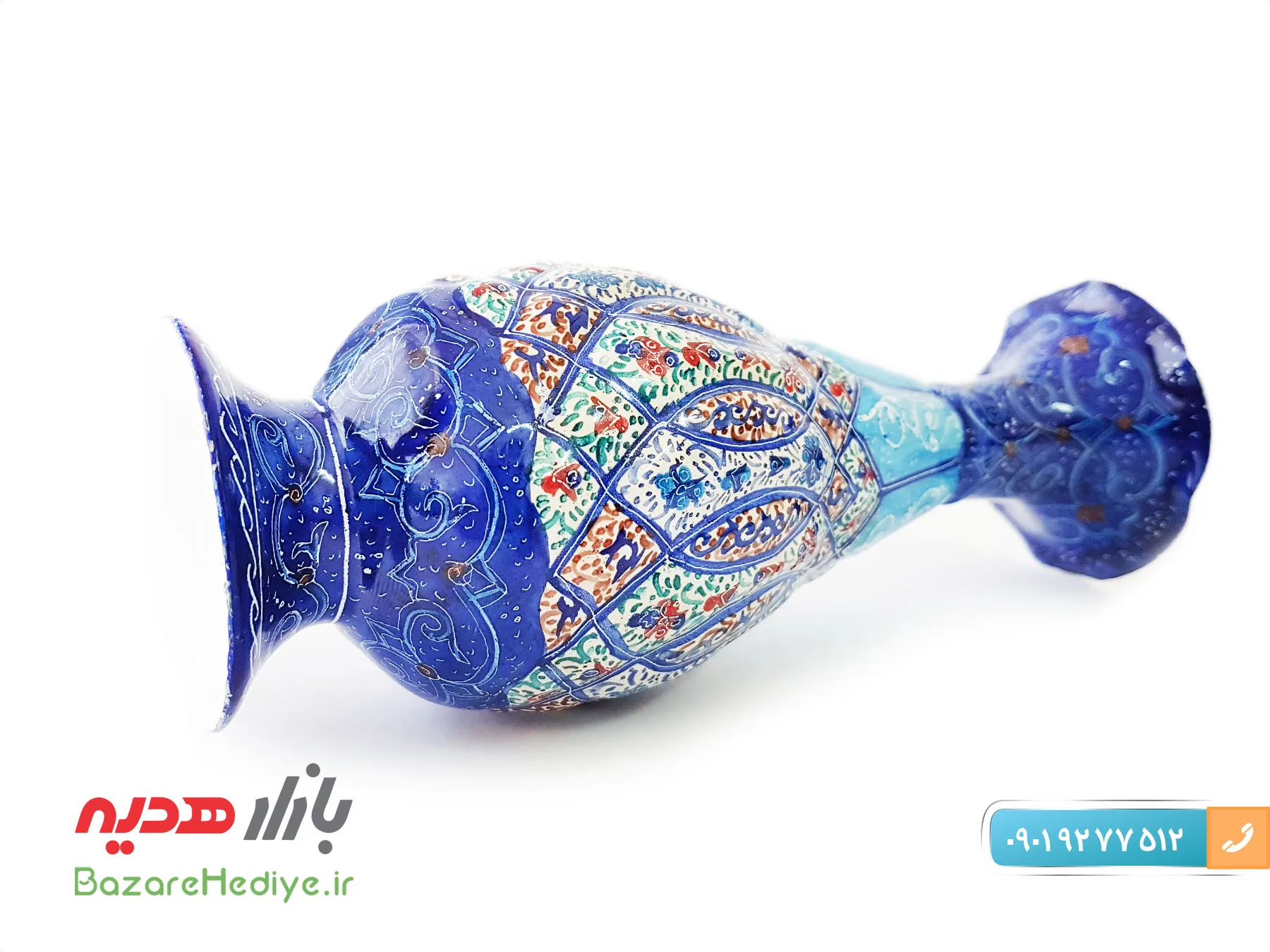 گلدان مسی میناکاری ارتفاع 16 سانتی متر