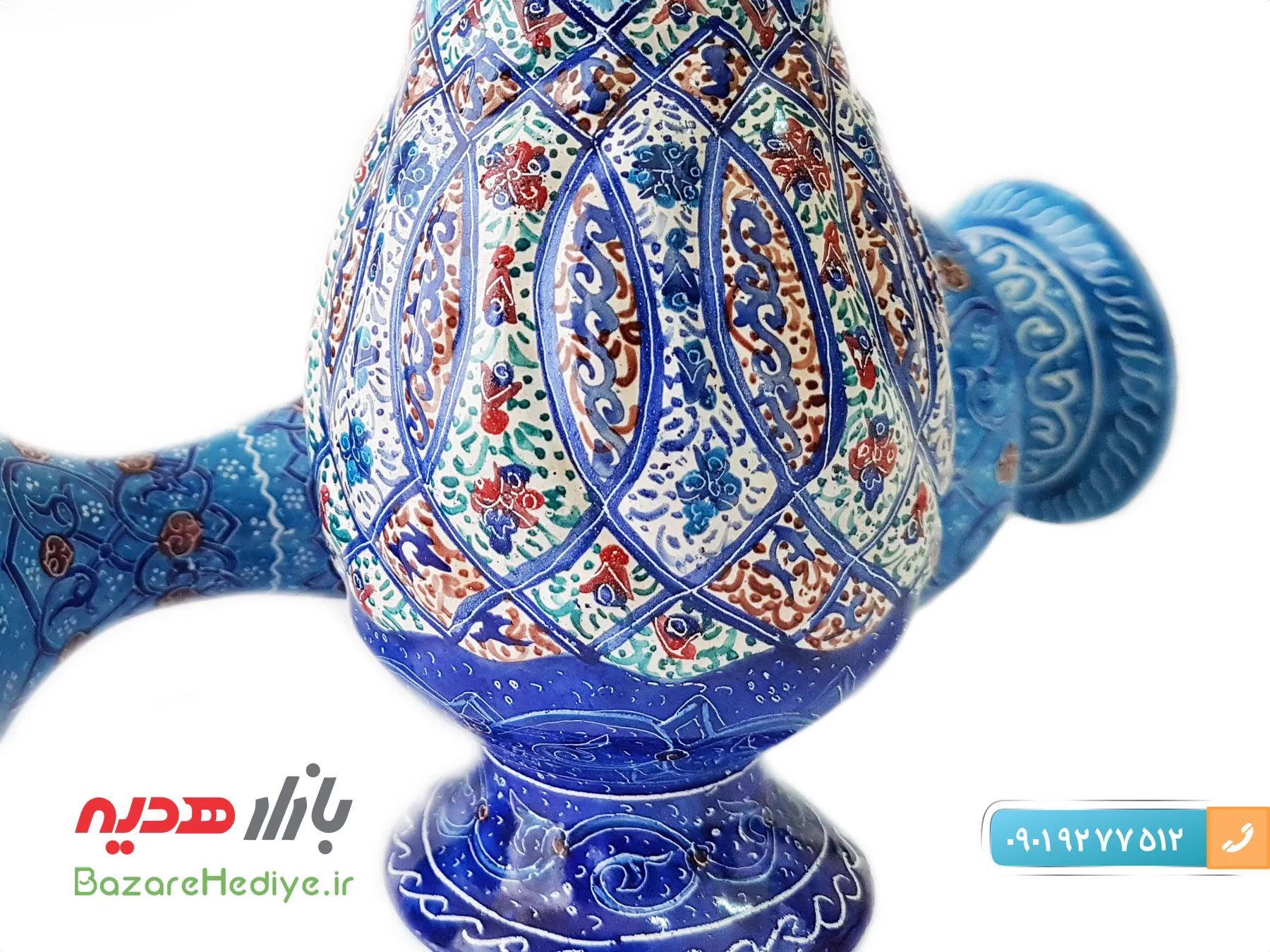 گلدان مسی میناکاری ارتفاع 16 سانتی متر