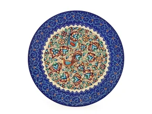 بشقاب گل و مرغ ۱۶سانتی میناکاری اثر استاد مرتضی اسماعیلی