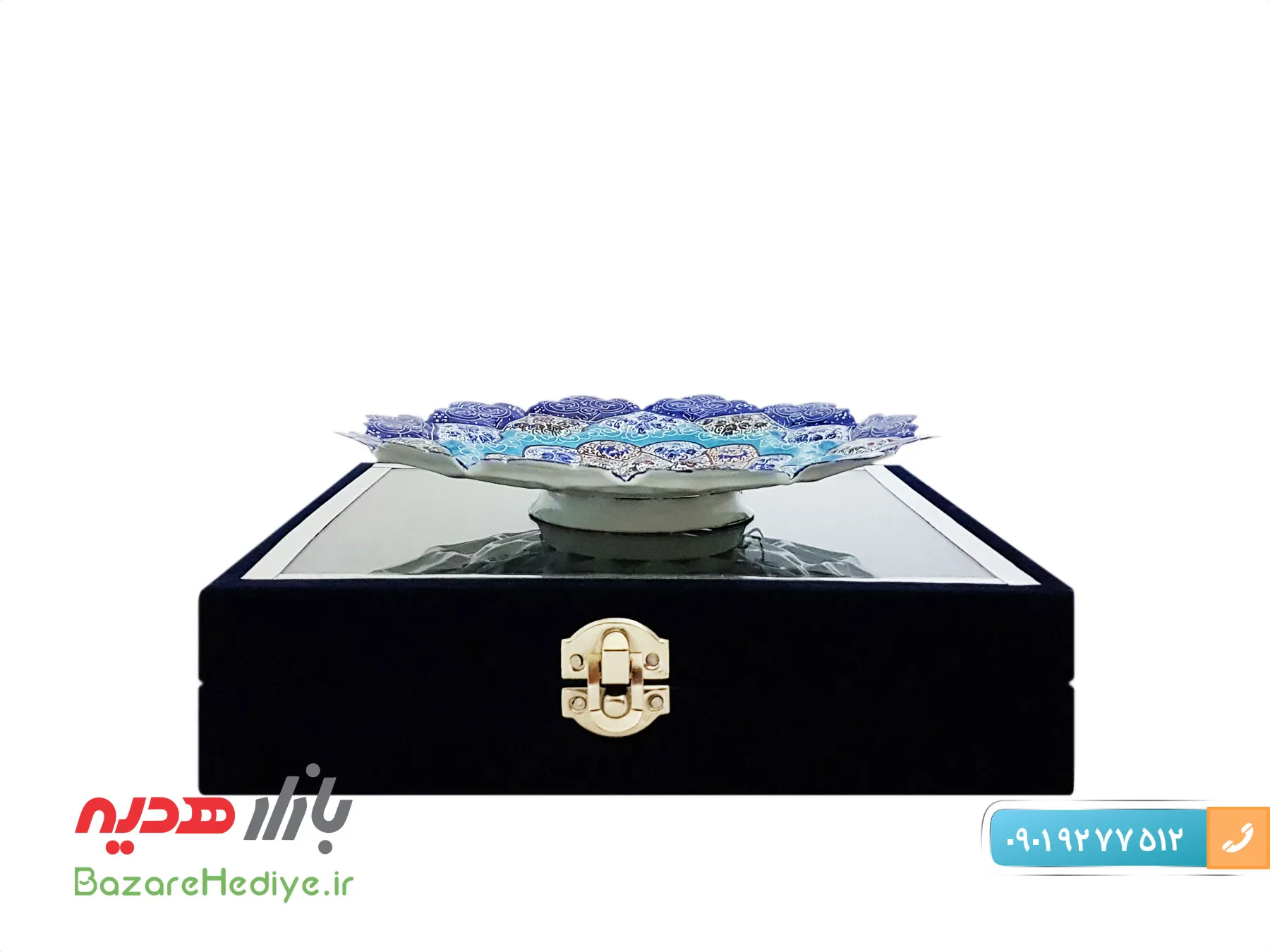 بشقاب میناکاری ۲۰ سانتی با جعبه مخمل
