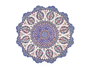 بشقاب ختایی میناکاری شده استاد اسماعیلی قطر 25 سانتی