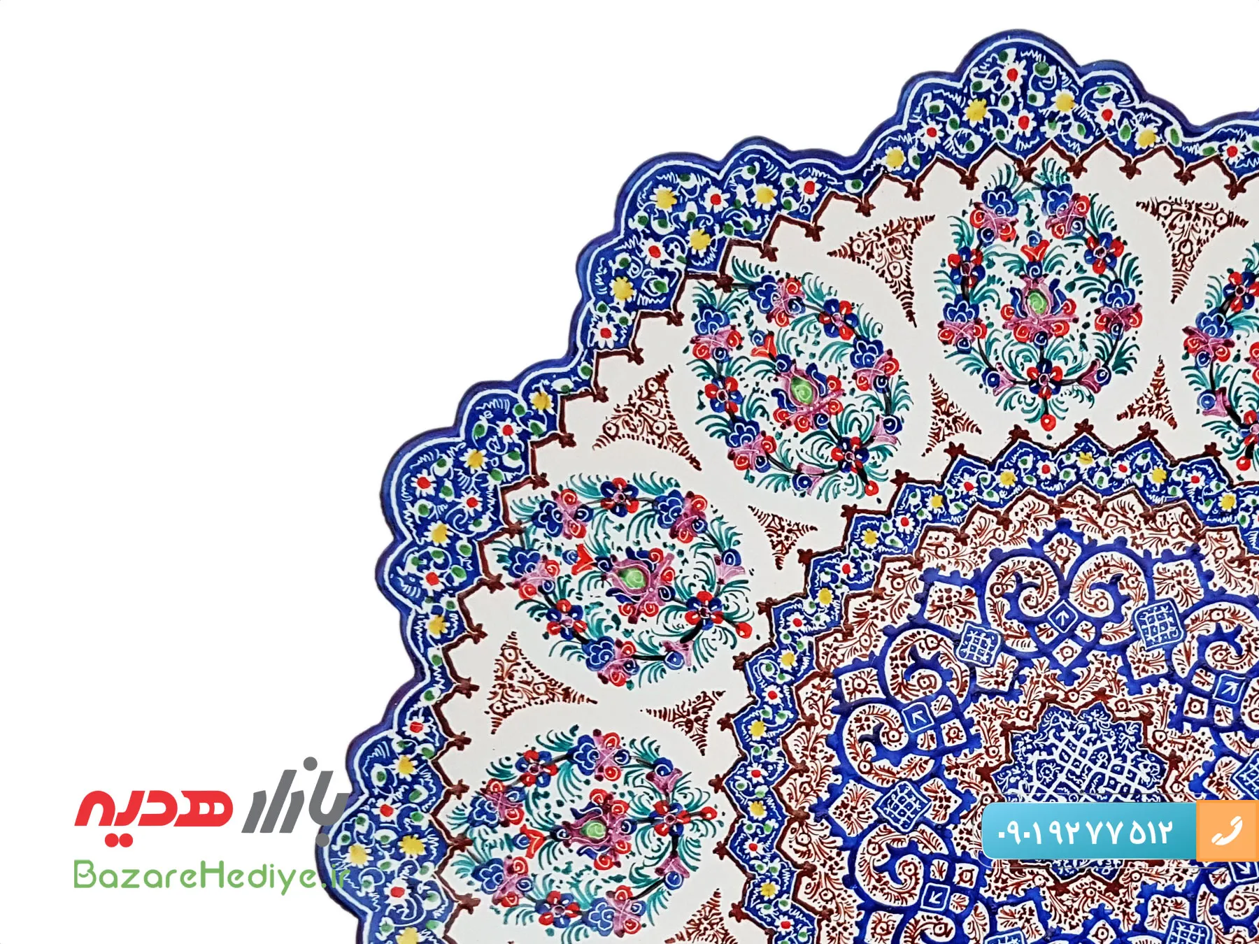 بشقاب ختایی میناکاری شده استاد اسماعیلی قطر 25 سانتی