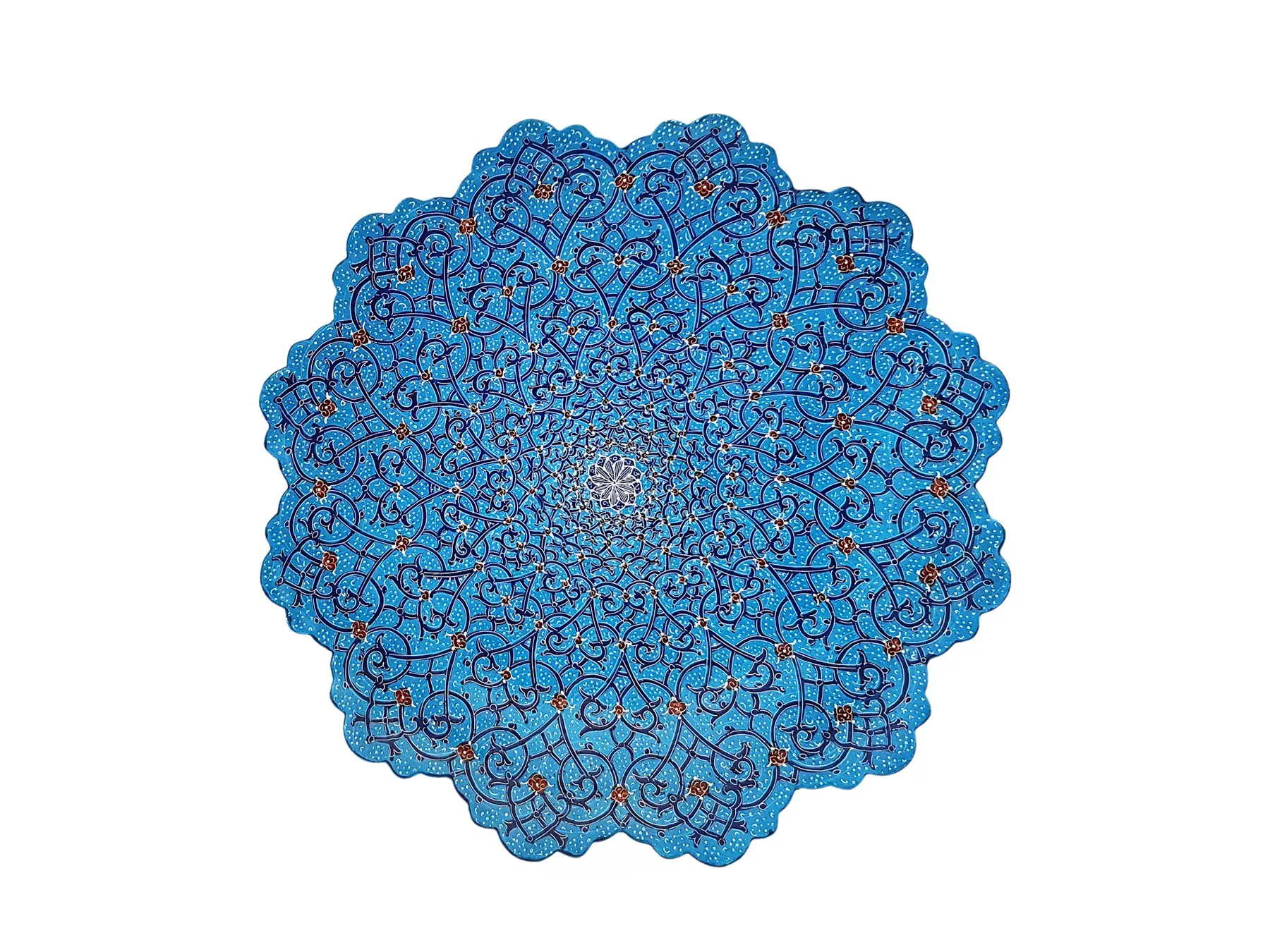 بشقاب اسلیمی میناکاری قطر ۲۵ سانتی اثر استاد اسماعیلی