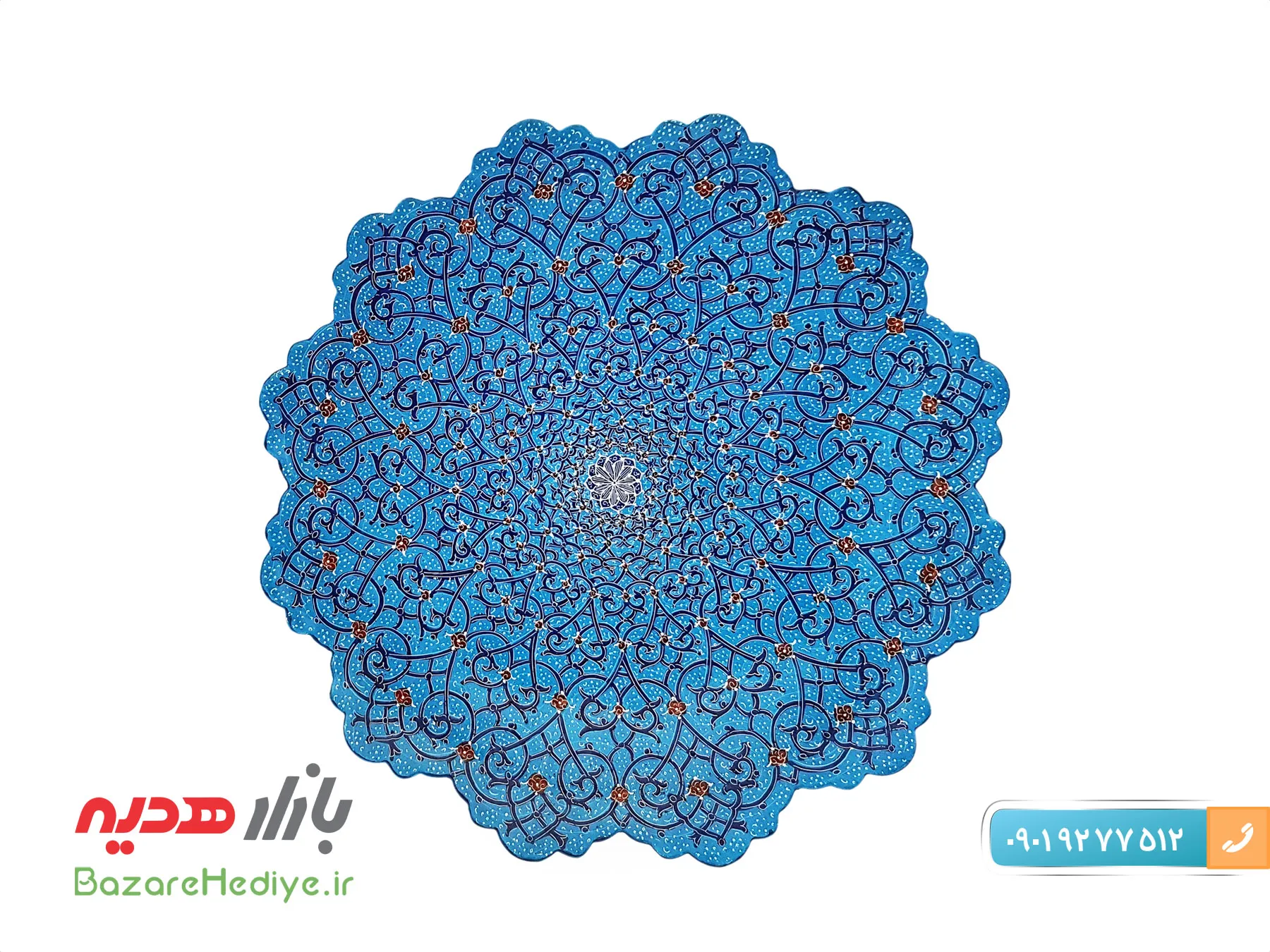 بشقاب اسلیمی میناکاری قطر ۲۵ سانتی اثر استاد اسماعیلی