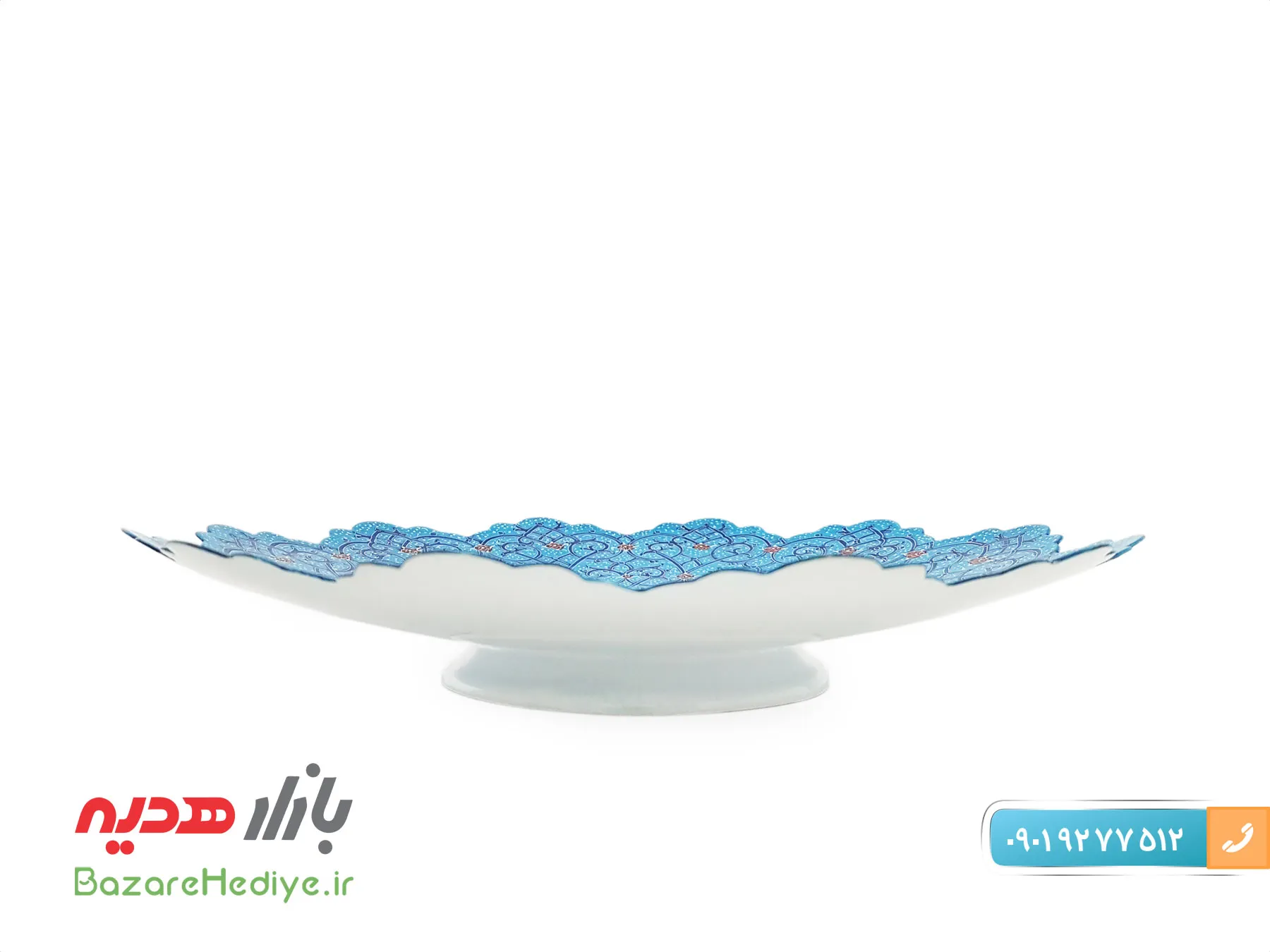 بشقاب اسلیمی میناکاری قطر ۲۵ سانتی اثر استاد اسماعیلی