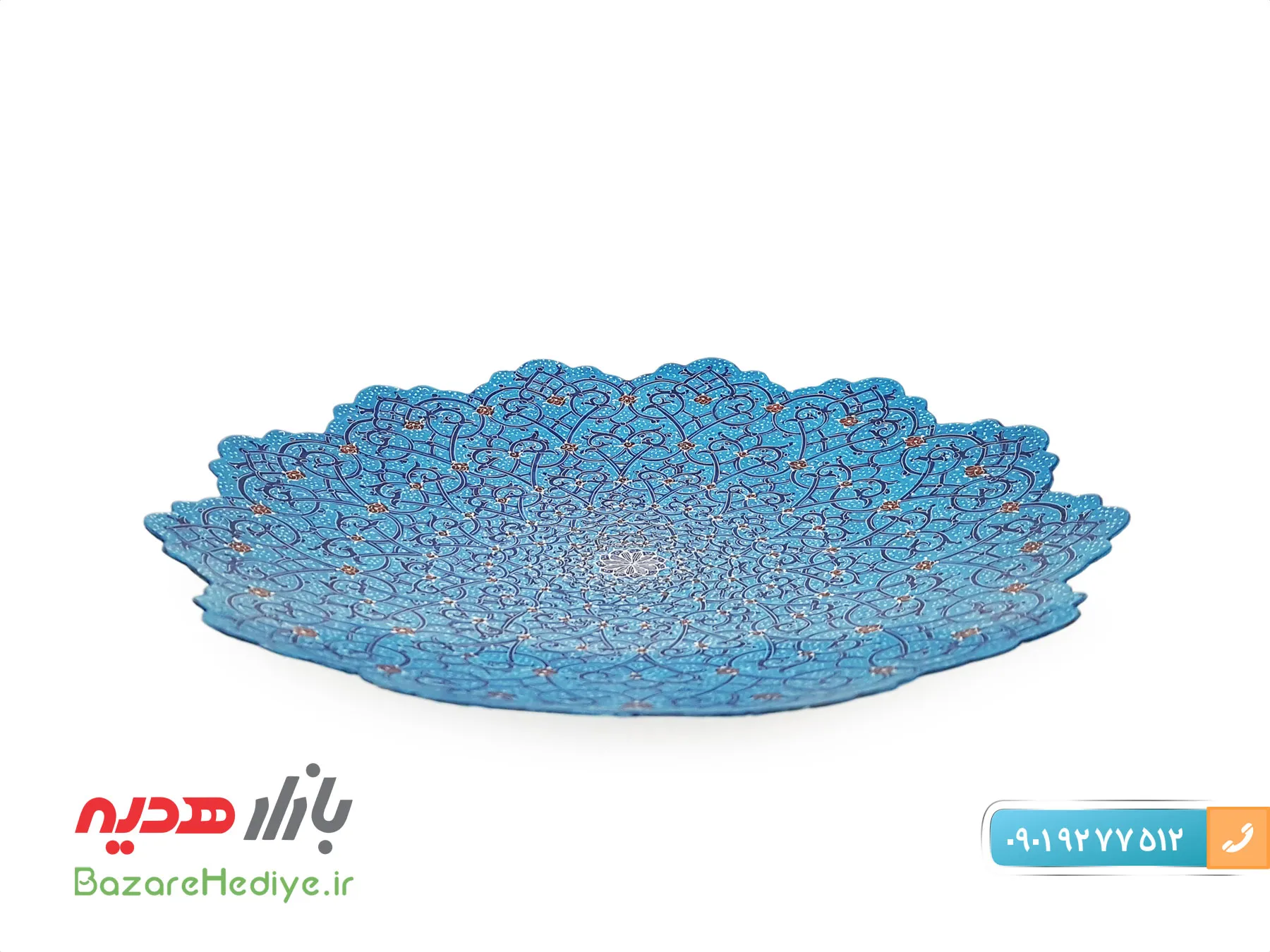 بشقاب اسلیمی میناکاری قطر ۲۵ سانتی اثر استاد اسماعیلی