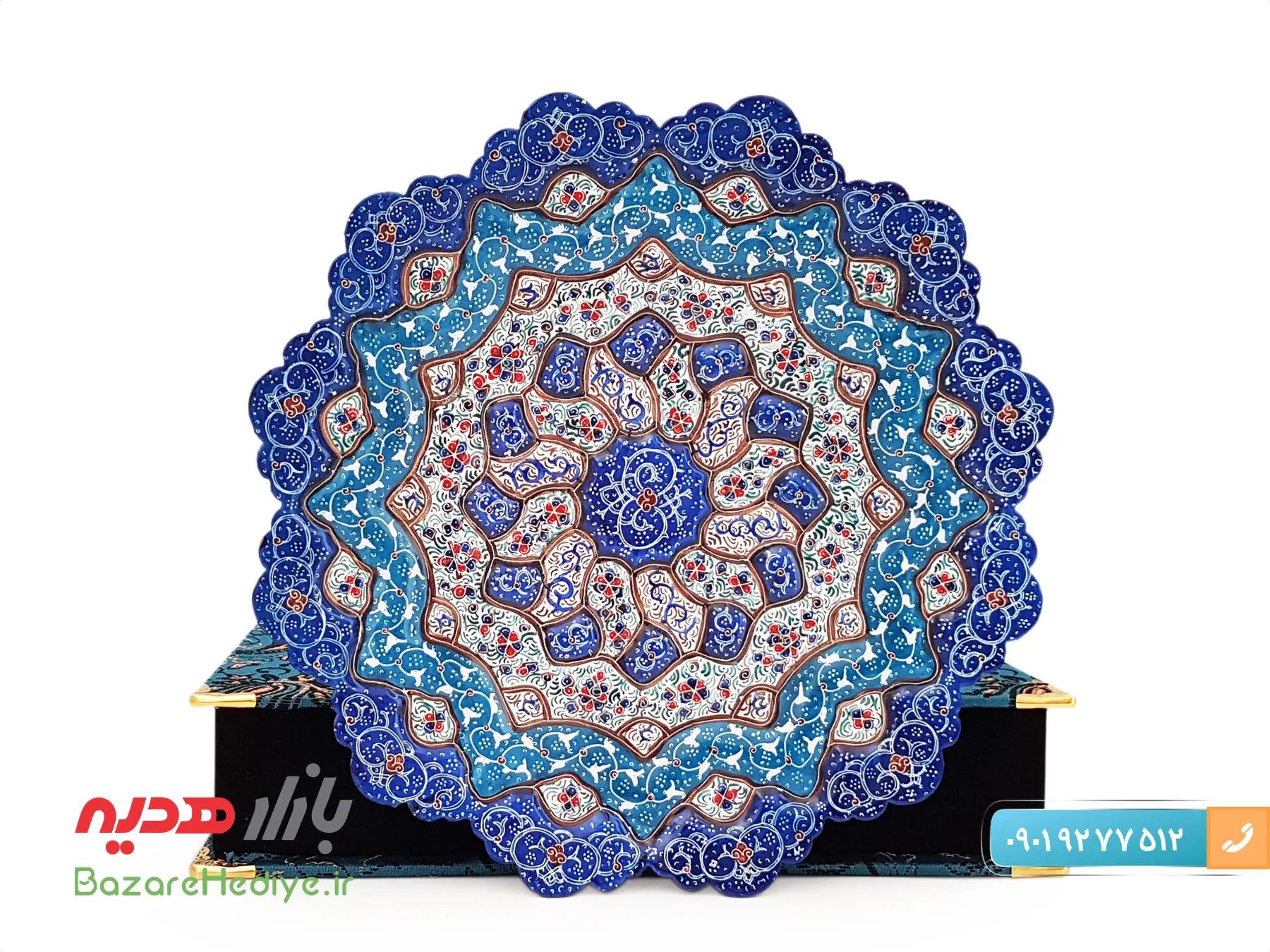 بشقاب ۲۵ سانت میناکاری با جعبه ترمه کادویی