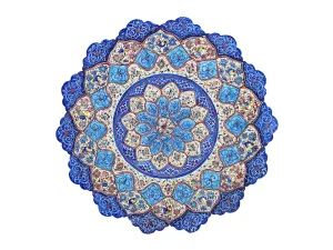 بشقاب مینا کاری اصفهان قطر ۳۰ سانتی اثر استاد مداح الحسینی