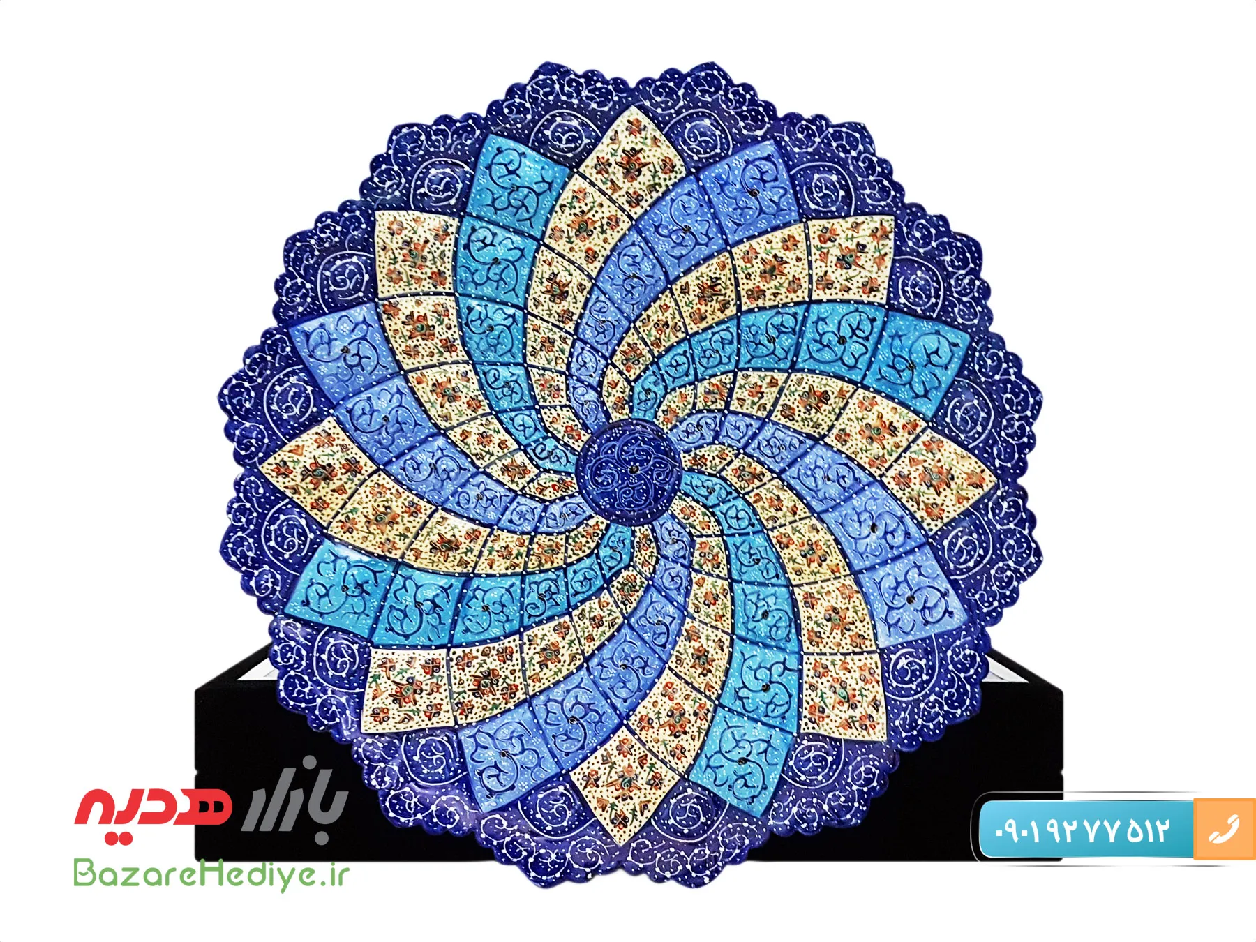 بشقاب میناکاری ۳۵ سانتی با جعبه مخمل