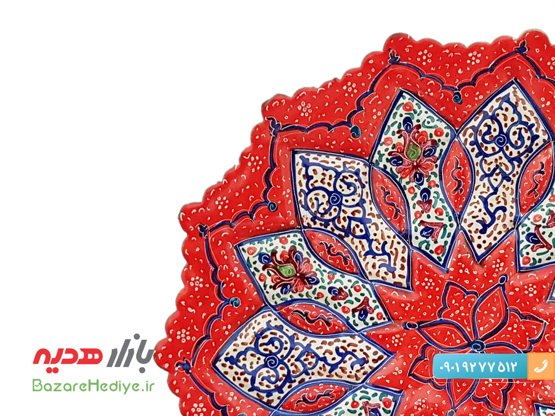 سری سه تکه بشقاب قرمز میناکاری شده اثر استاد اسماعیلی
