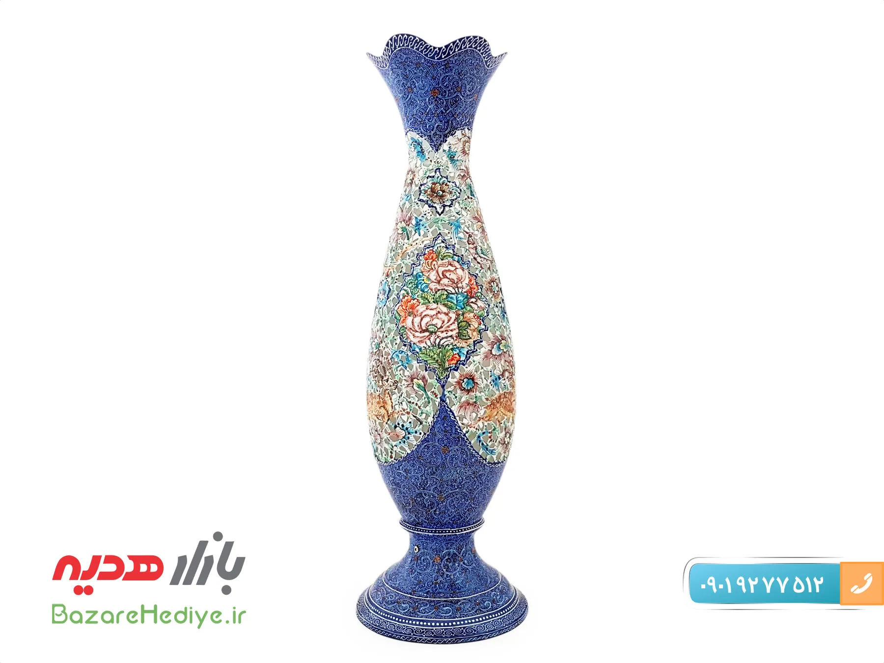 چراغ گل و مرغ میناکاری اثر استاد اسماعیلی