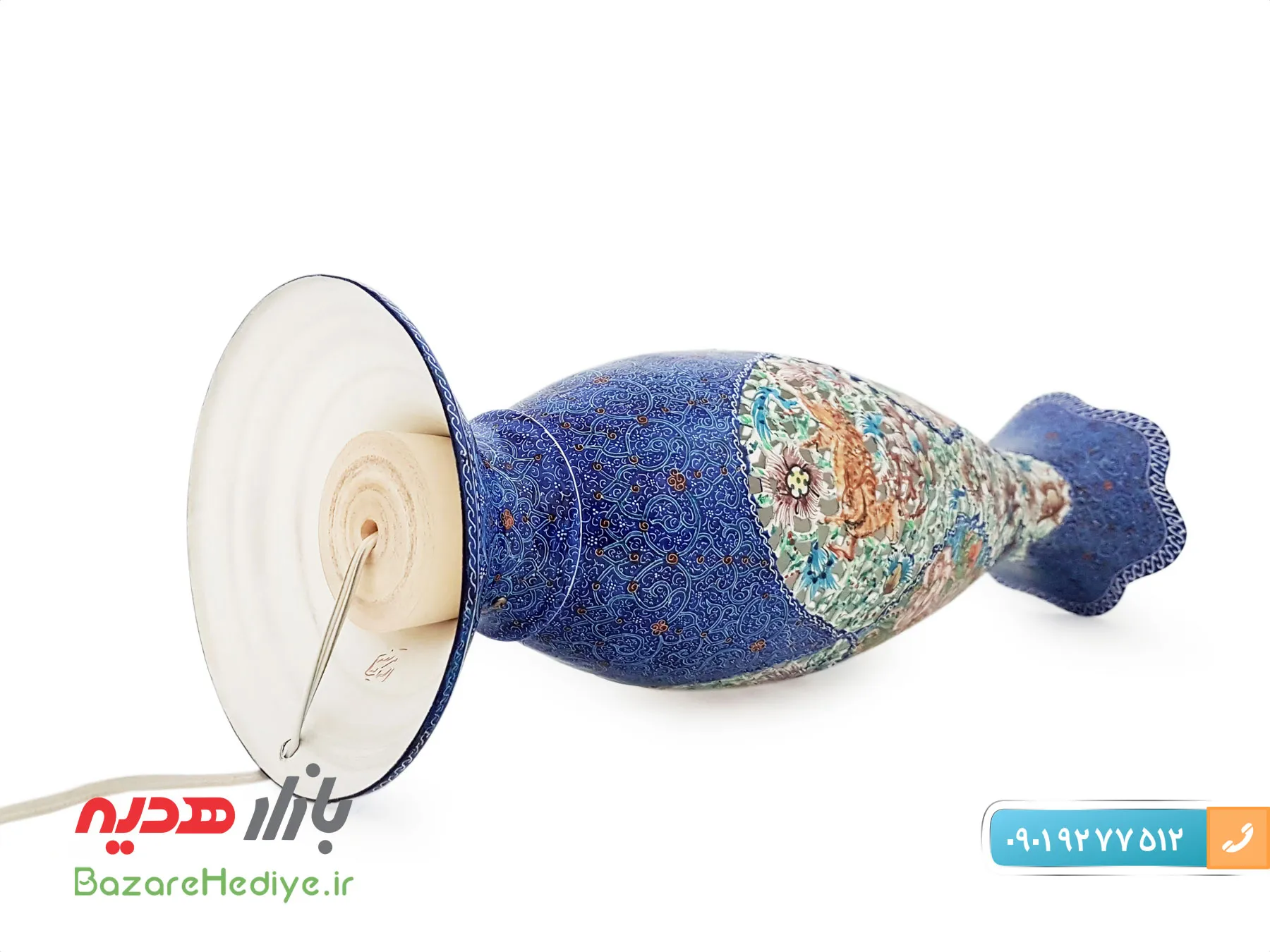 چراغ گل و مرغ میناکاری اثر استاد اسماعیلی