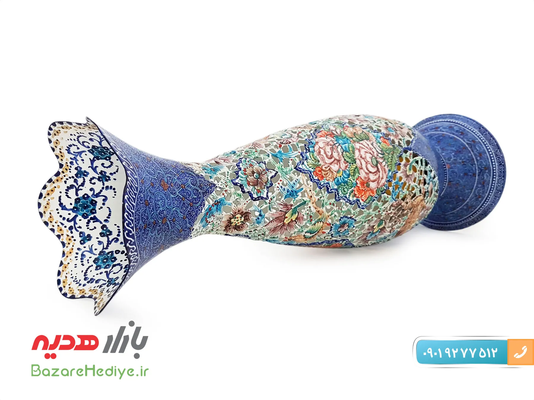 چراغ گل و مرغ میناکاری اثر استاد اسماعیلی