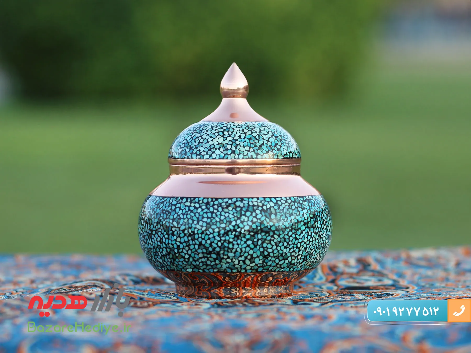 قندان فیروزه کوبی اعلا ارتفاع 11 سانتی متر