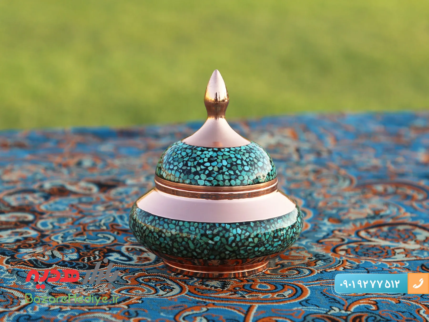 قندان نقلی مسی فیروزه کوبی اصفهان