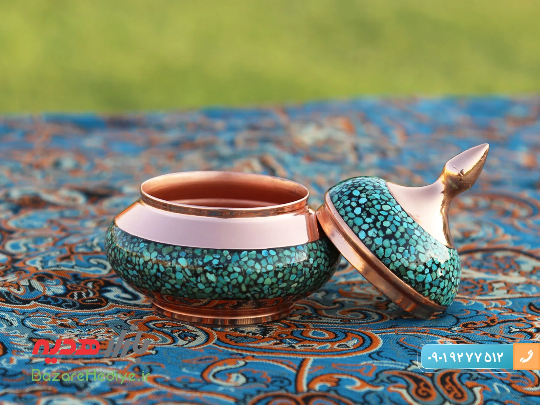 قندان نقلی مسی فیروزه کوبی اصفهان