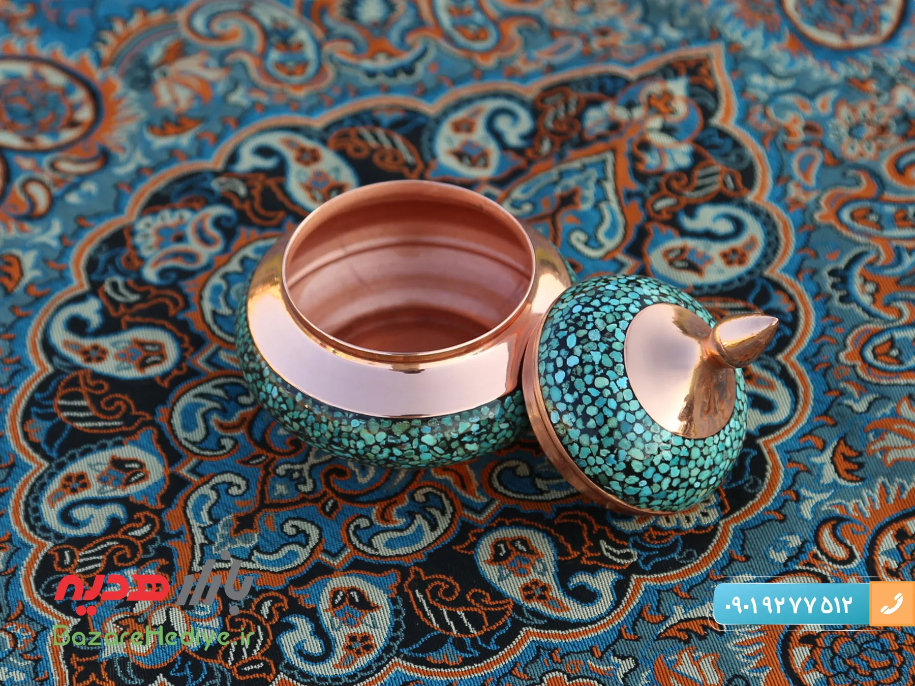 قندان نقلی مسی فیروزه کوبی اصفهان