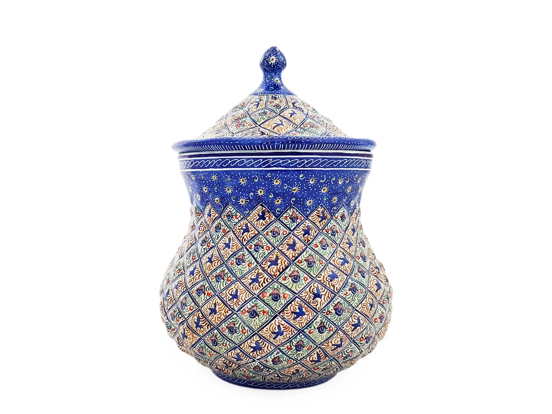 قندان گردن باریک کوچک میناکاری شده استاد اسماعیلی