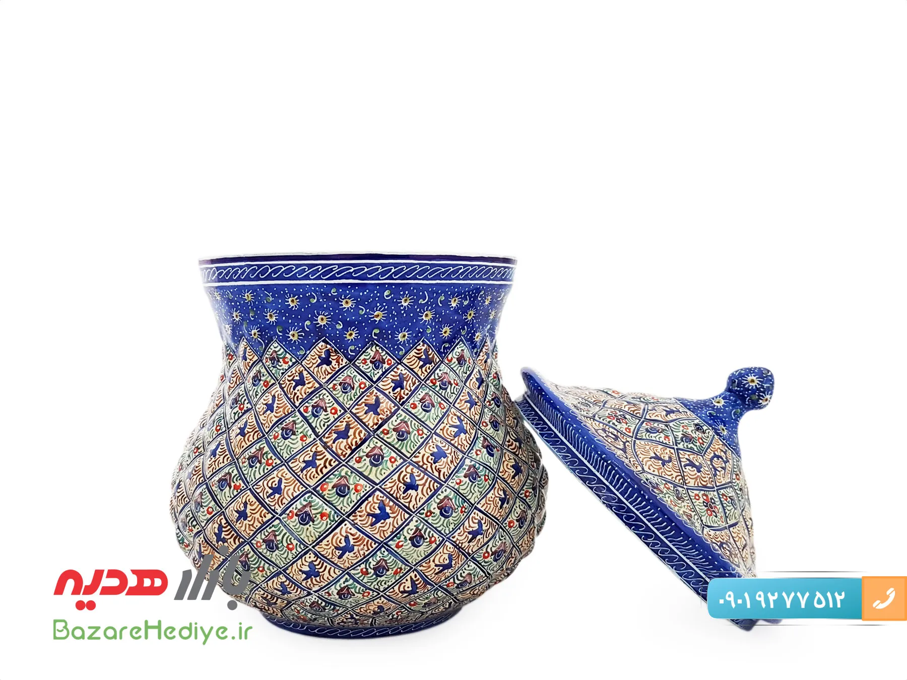 قندان گردن باریک کوچک میناکاری شده استاد اسماعیلی