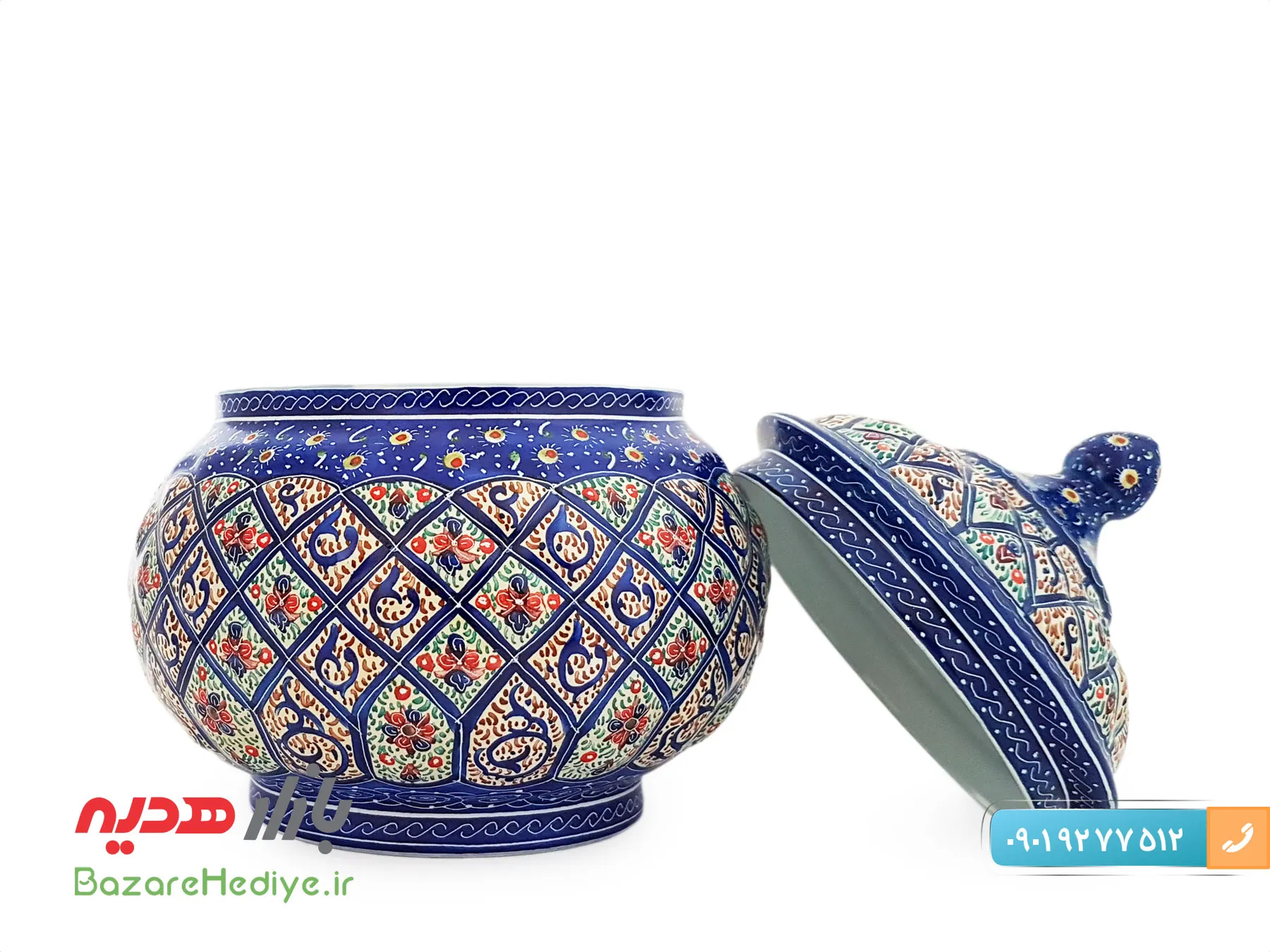 قندان مسی میناکاری استاد اسماعیلی سایز کوچک