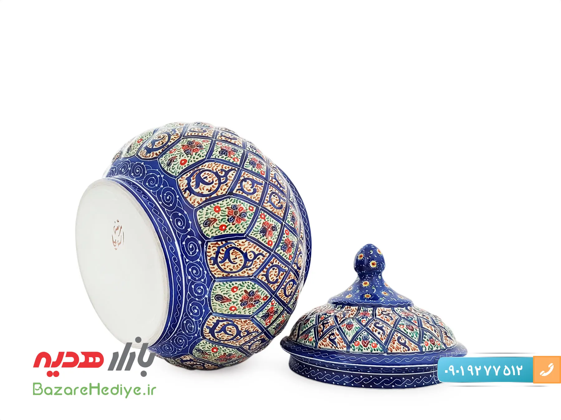قندان مسی میناکاری استاد اسماعیلی سایز کوچک