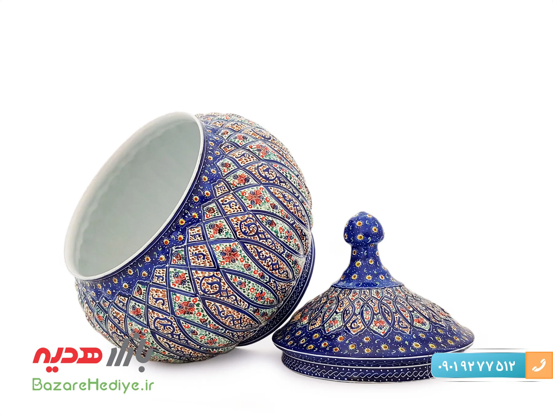 قندان مسی میناکاری اسماعیلی ۱۷ سانتی متر