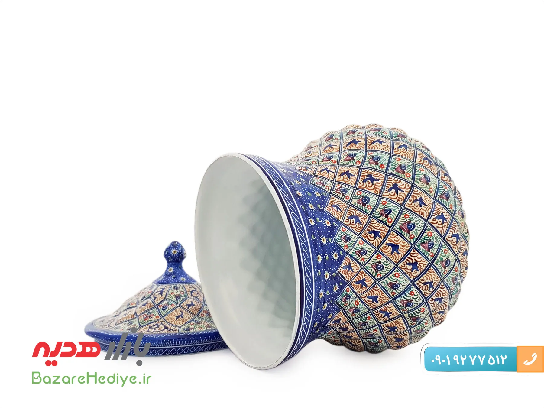 قندان گردن باریک کوچک میناکاری شده استاد اسماعیلی