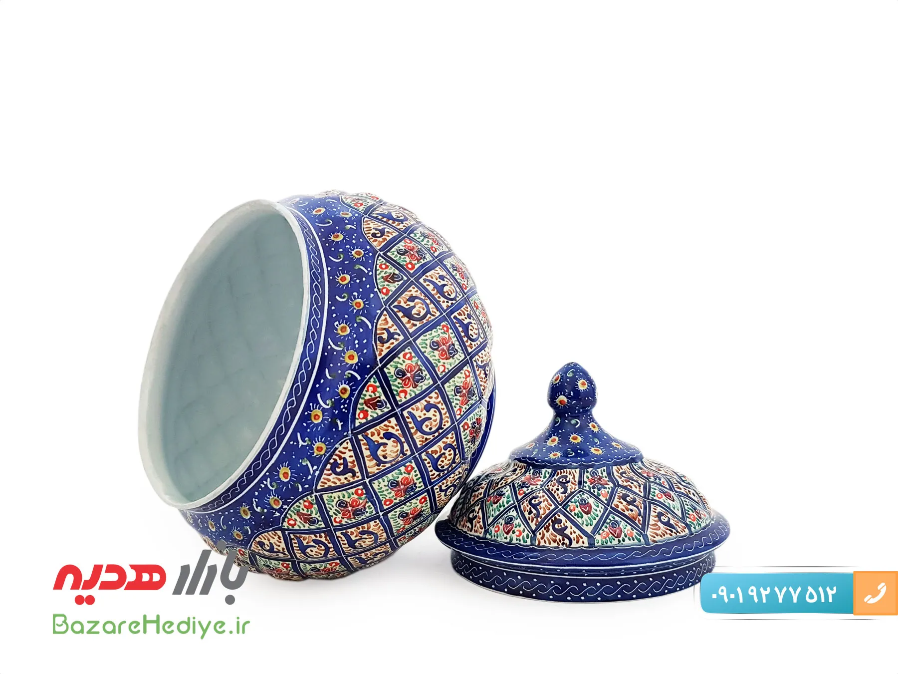 قندان مسی میناکاری استاد اسماعیلی سایز کوچک