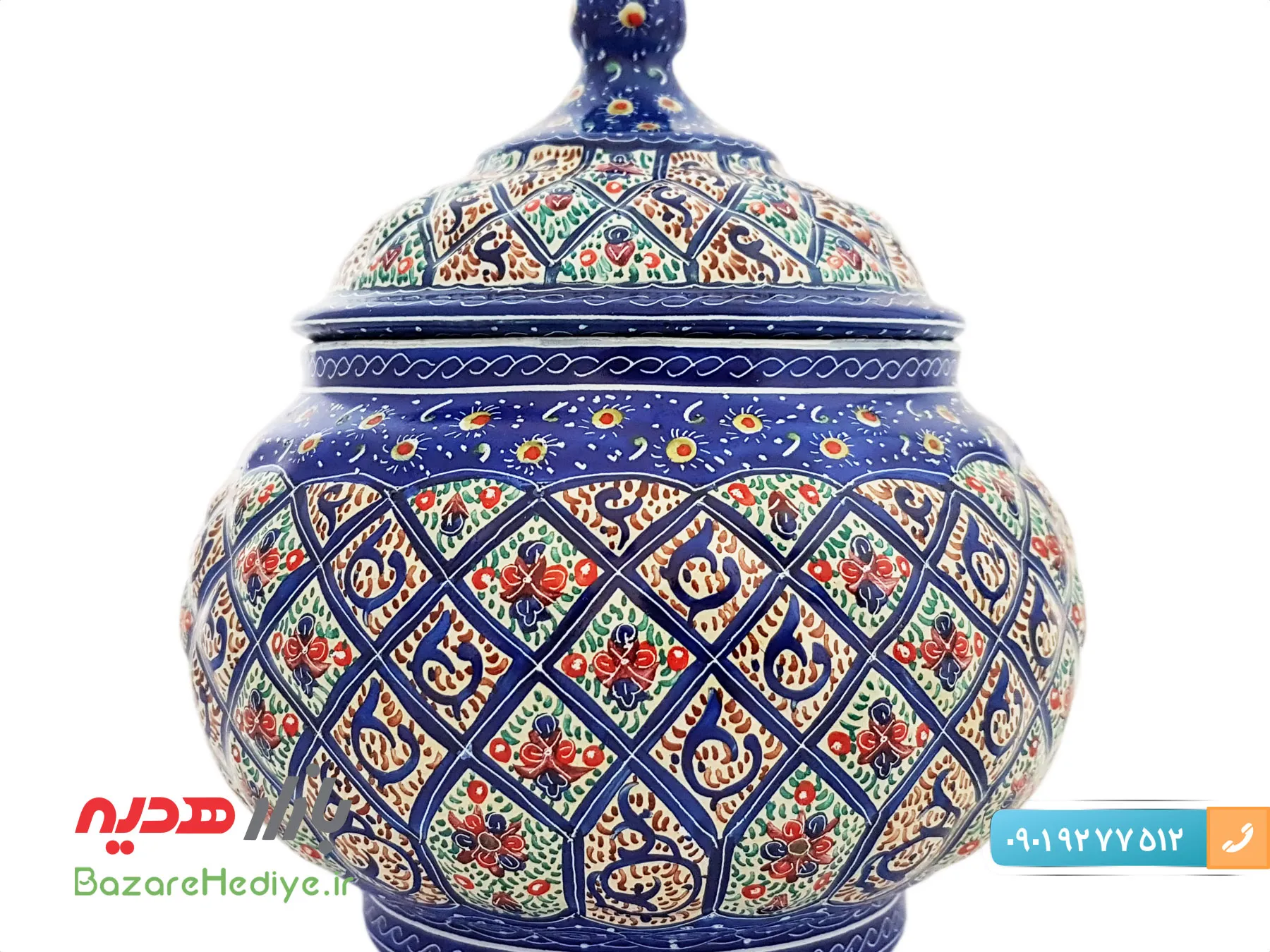 قندان مسی میناکاری استاد اسماعیلی سایز کوچک