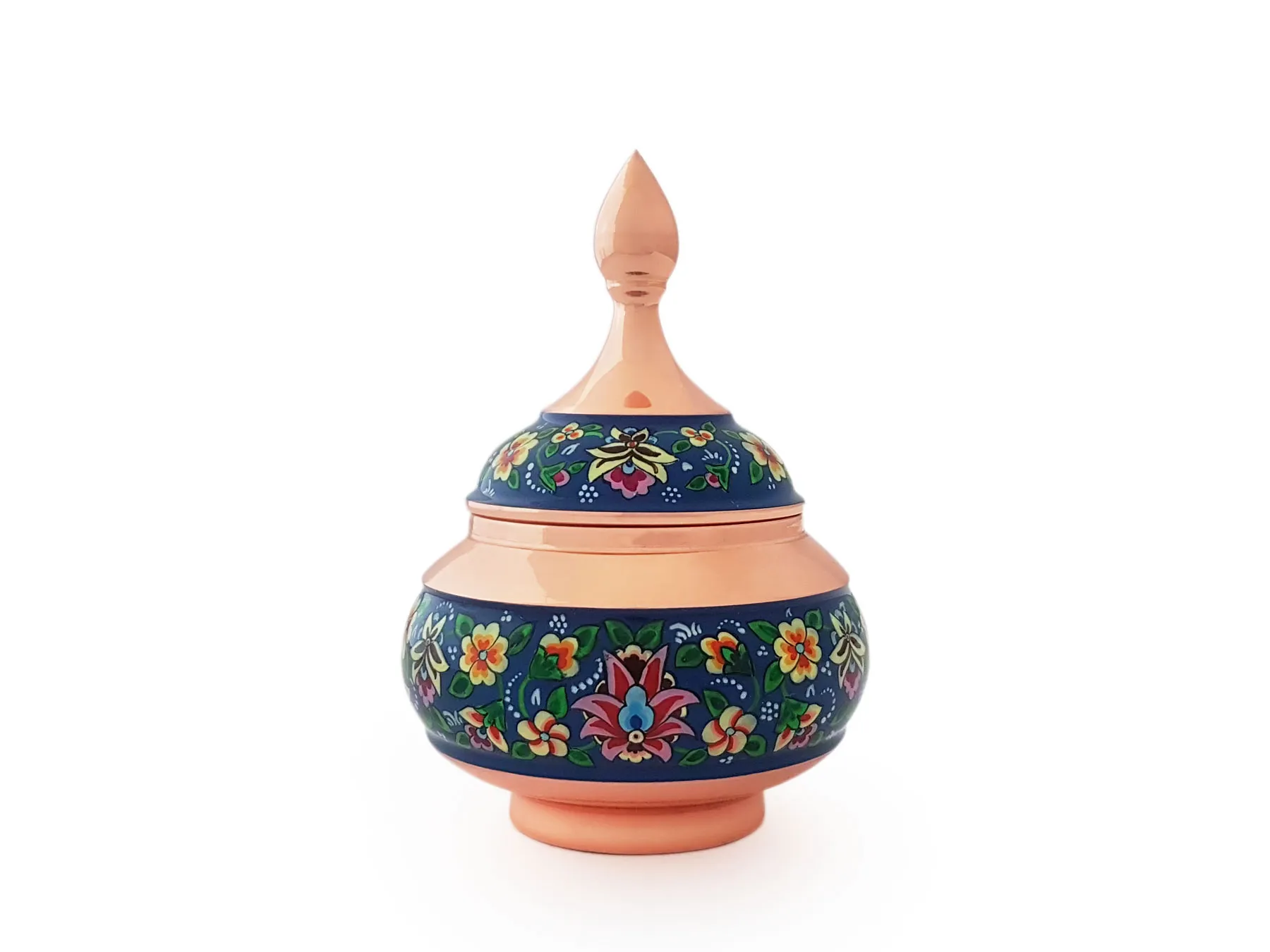 قندان مس و پرداز اصفهان با ارتفاع ۱۴ سانتیمتر