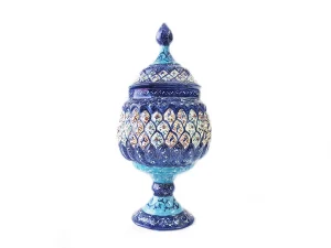 قندان مسی پایه دار میناکاری