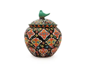قندان سفالی میناکاری طرح پرنده