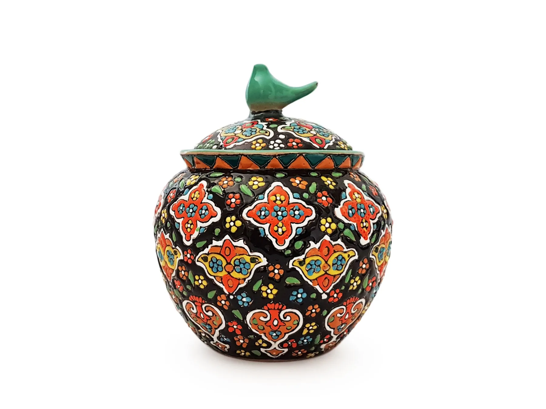 قندان سفالی میناکاری طرح پرنده