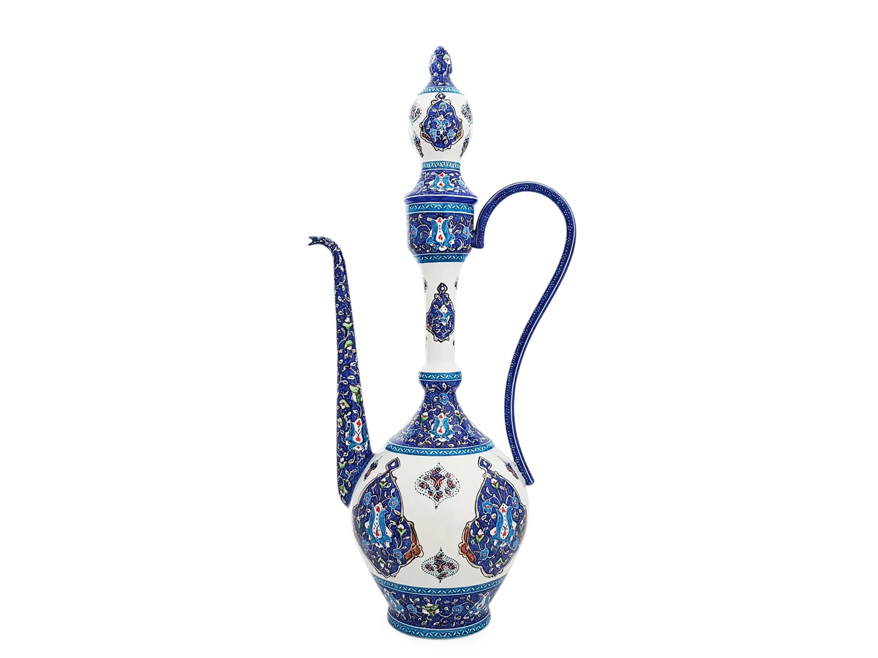 گلاب پاش مسی ميناکاری اسماعيلی طرح ترنج ارتفاع ۳۶ سانتی