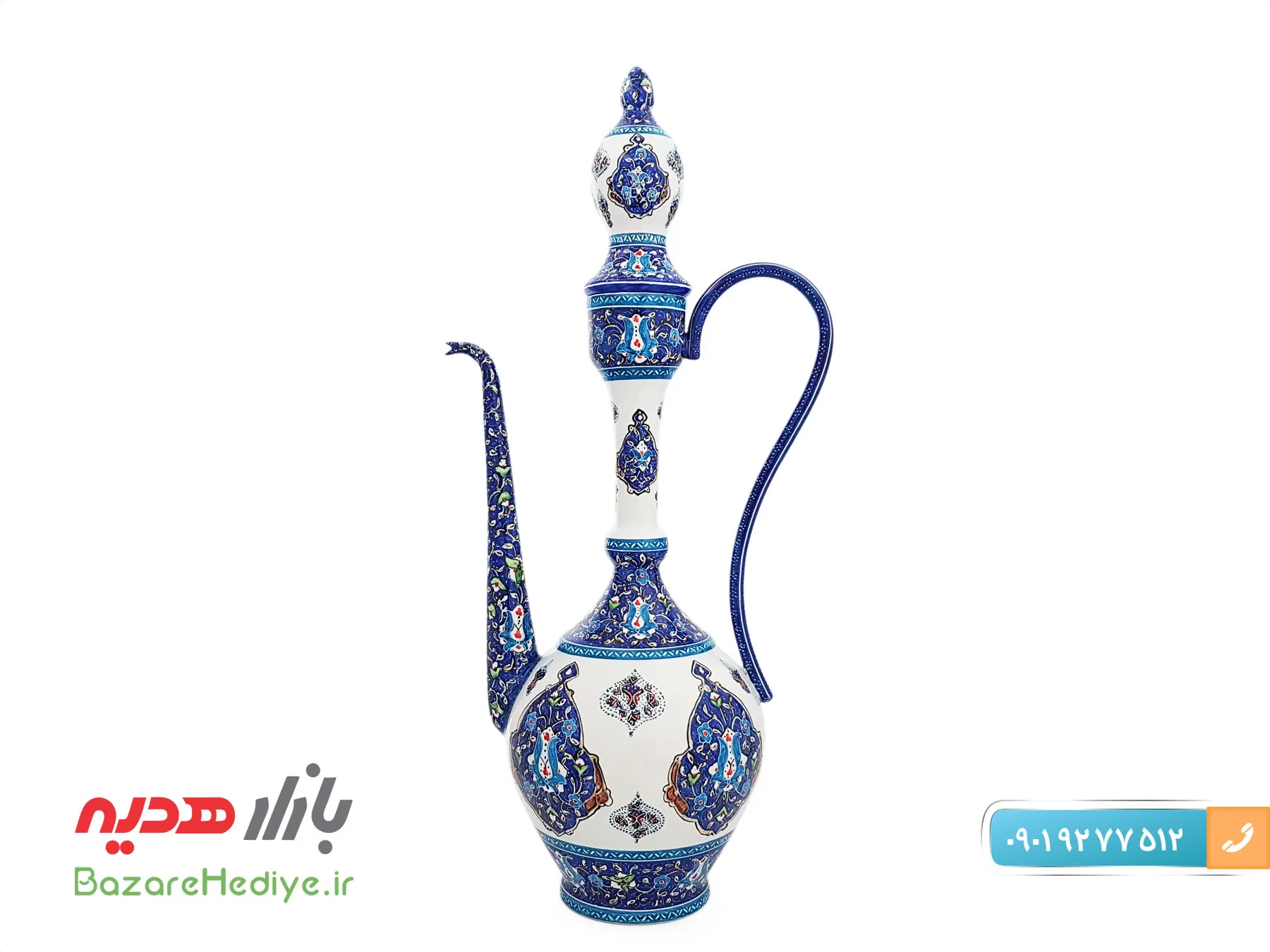 گلاب پاش مسی ميناکاری اسماعيلی طرح ترنج ارتفاع ۳۶ سانتی