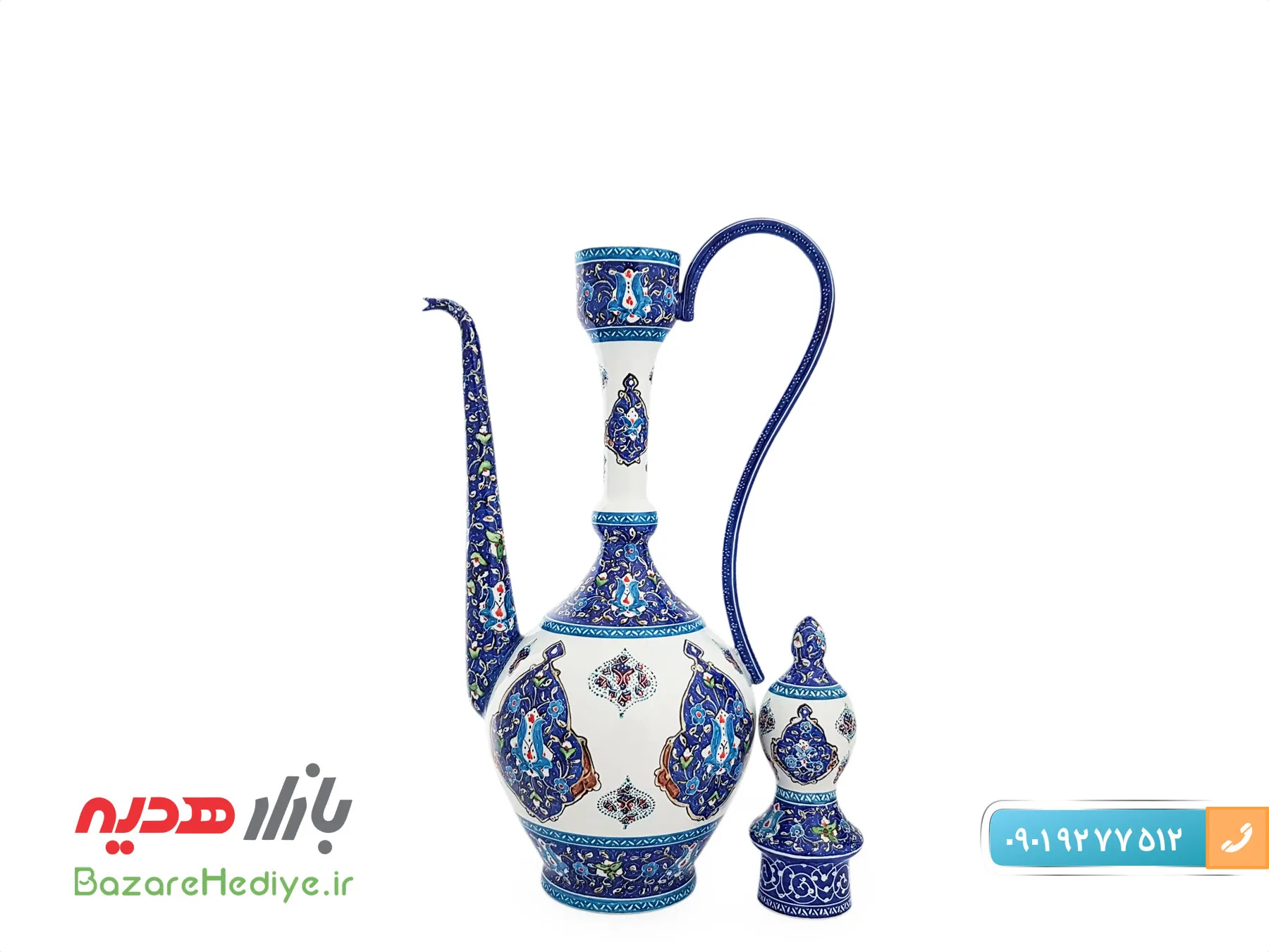 گلاب پاش مسی ميناکاری اسماعيلی طرح ترنج ارتفاع ۳۶ سانتی