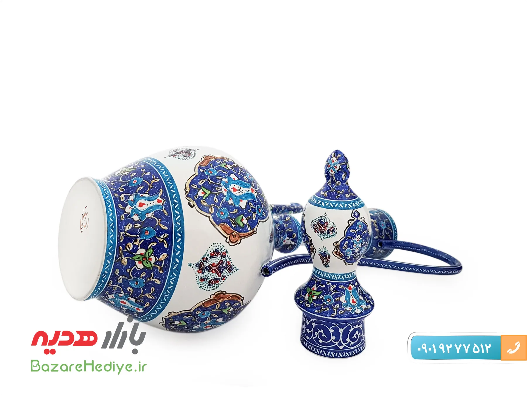 گلاب پاش مسی ميناکاری اسماعيلی طرح ترنج ارتفاع ۳۶ سانتی