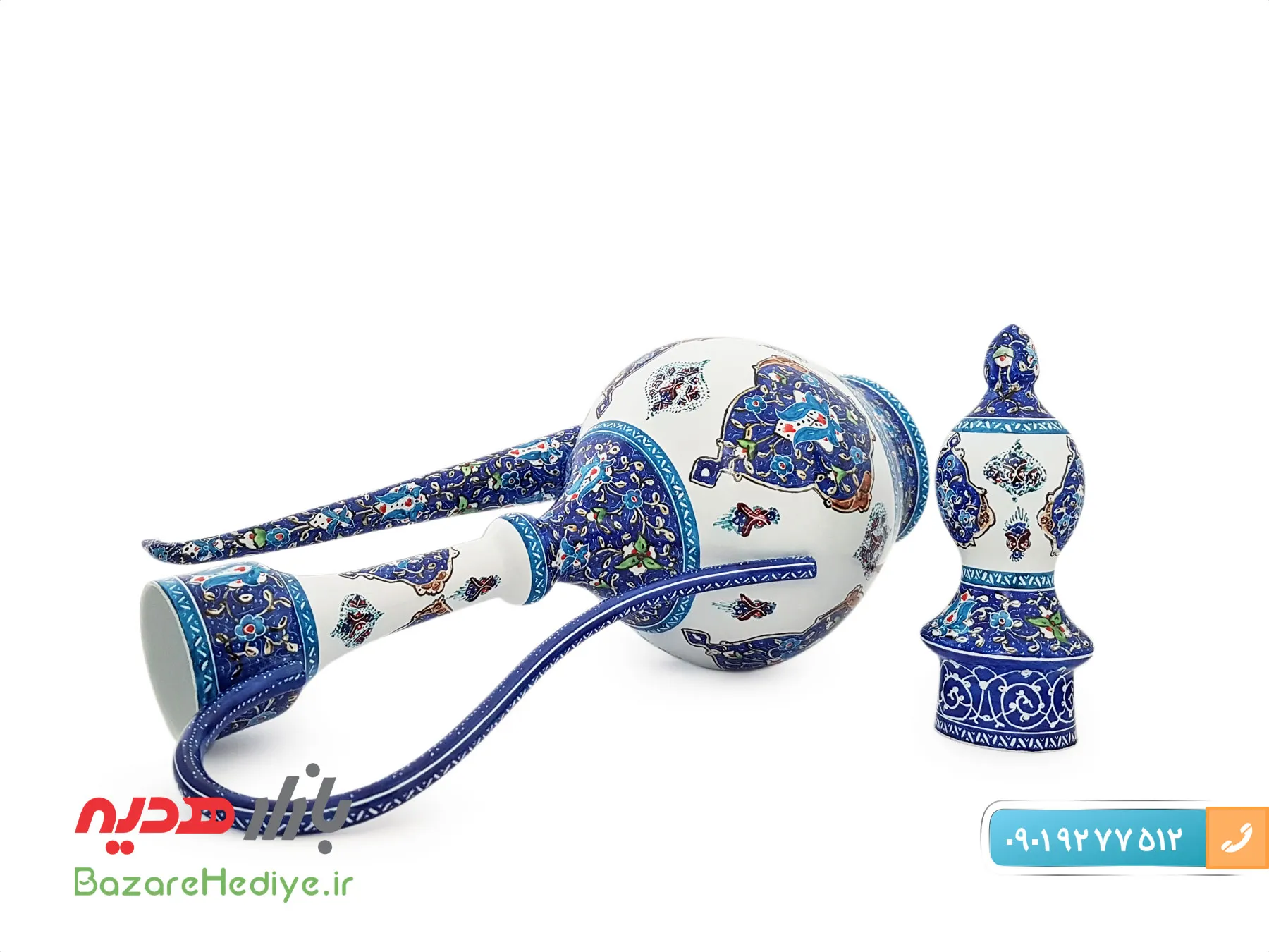 گلاب پاش مسی ميناکاری اسماعيلی طرح ترنج ارتفاع ۳۶ سانتی