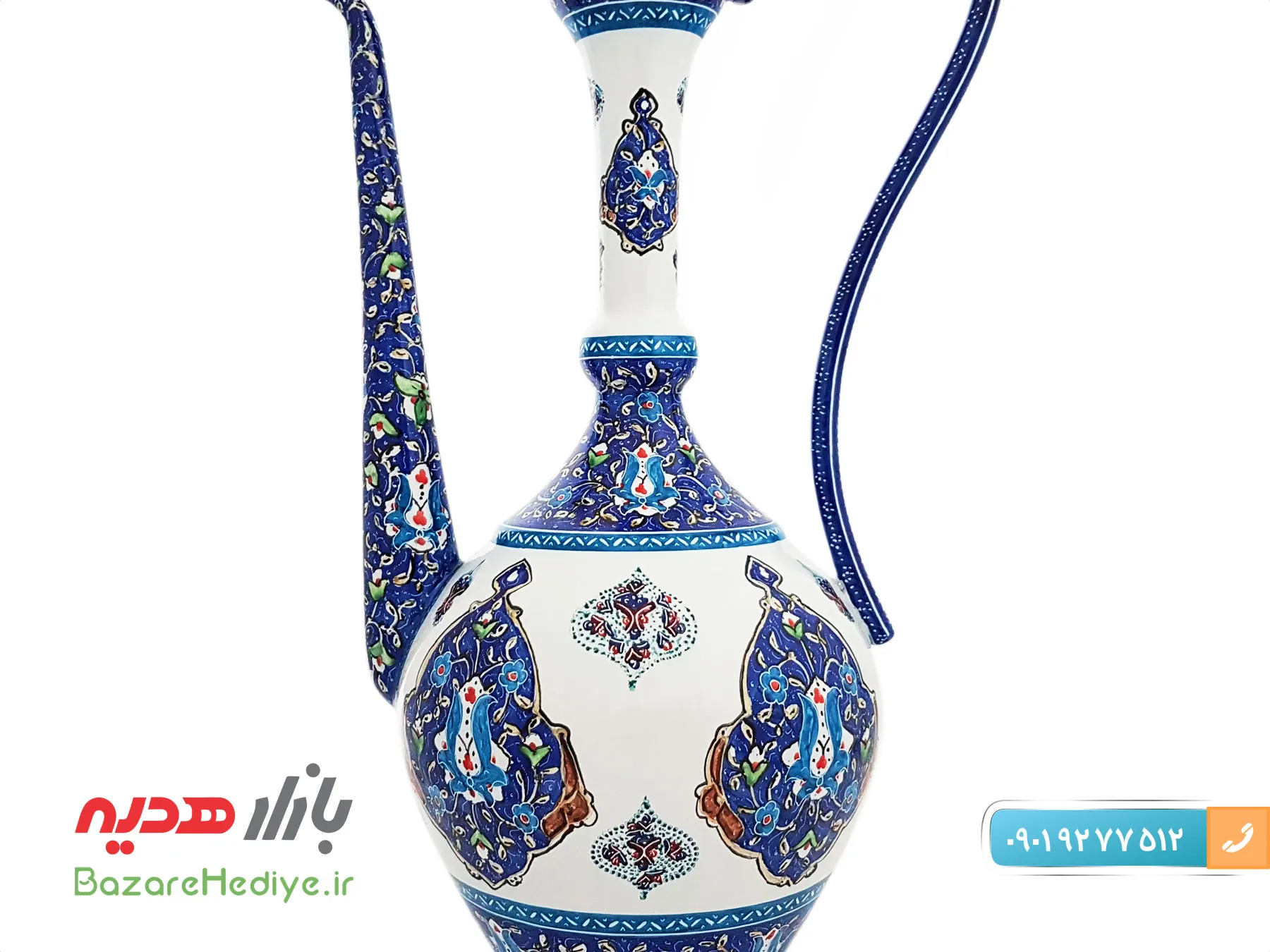 گلاب پاش مسی ميناکاری اسماعيلی طرح ترنج ارتفاع ۳۶ سانتی