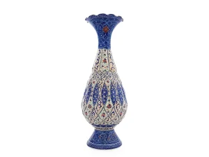 گلدان برجسته ميناکاری اسماعيلی ارتفاع ۲۰ سانتی