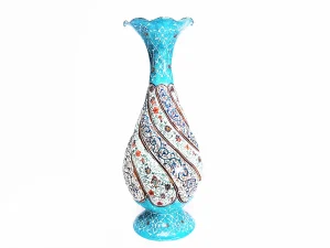گلدان مسی میناکاری شده صراحی ۱۶ سانتی متر