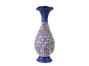 گلدان مسی میناکاری اثر مرتضی اسماعیلی ۱۶ سانتی متر