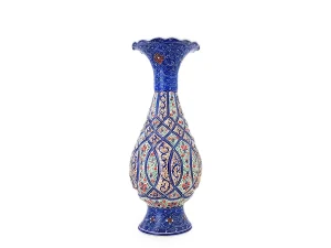 گلدان مسی میناکاری اسماعیلی ارتفاع ۱۶ سانتی