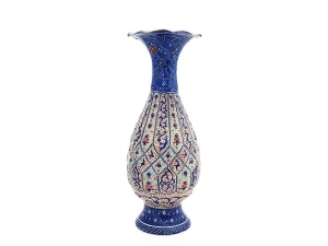 گلدان مسی مینا کاری اسماعیلی ارتفاع ۱۶ سانتی