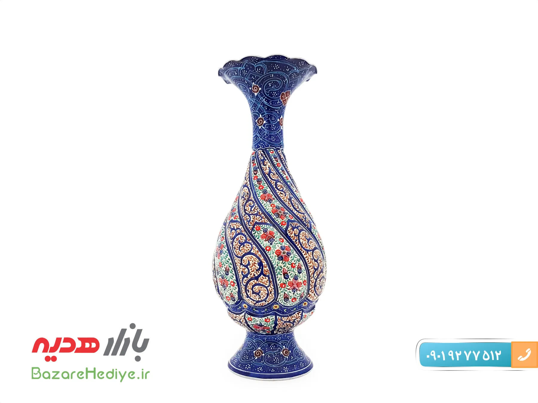 گلدان ۱۶ سانتی متری میناکاری شده اثر استاد اسماعیلی