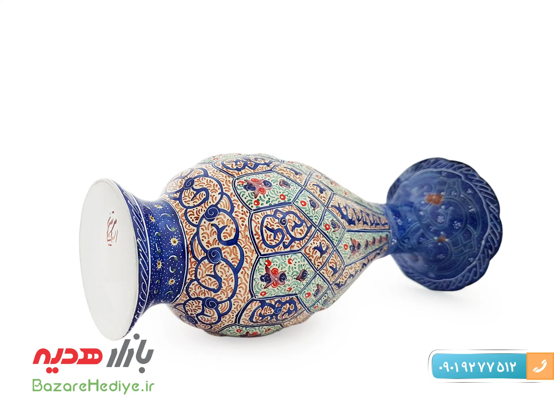 گلدان مسی مینا کاری اسماعیلی ارتفاع ۱۶ سانتی