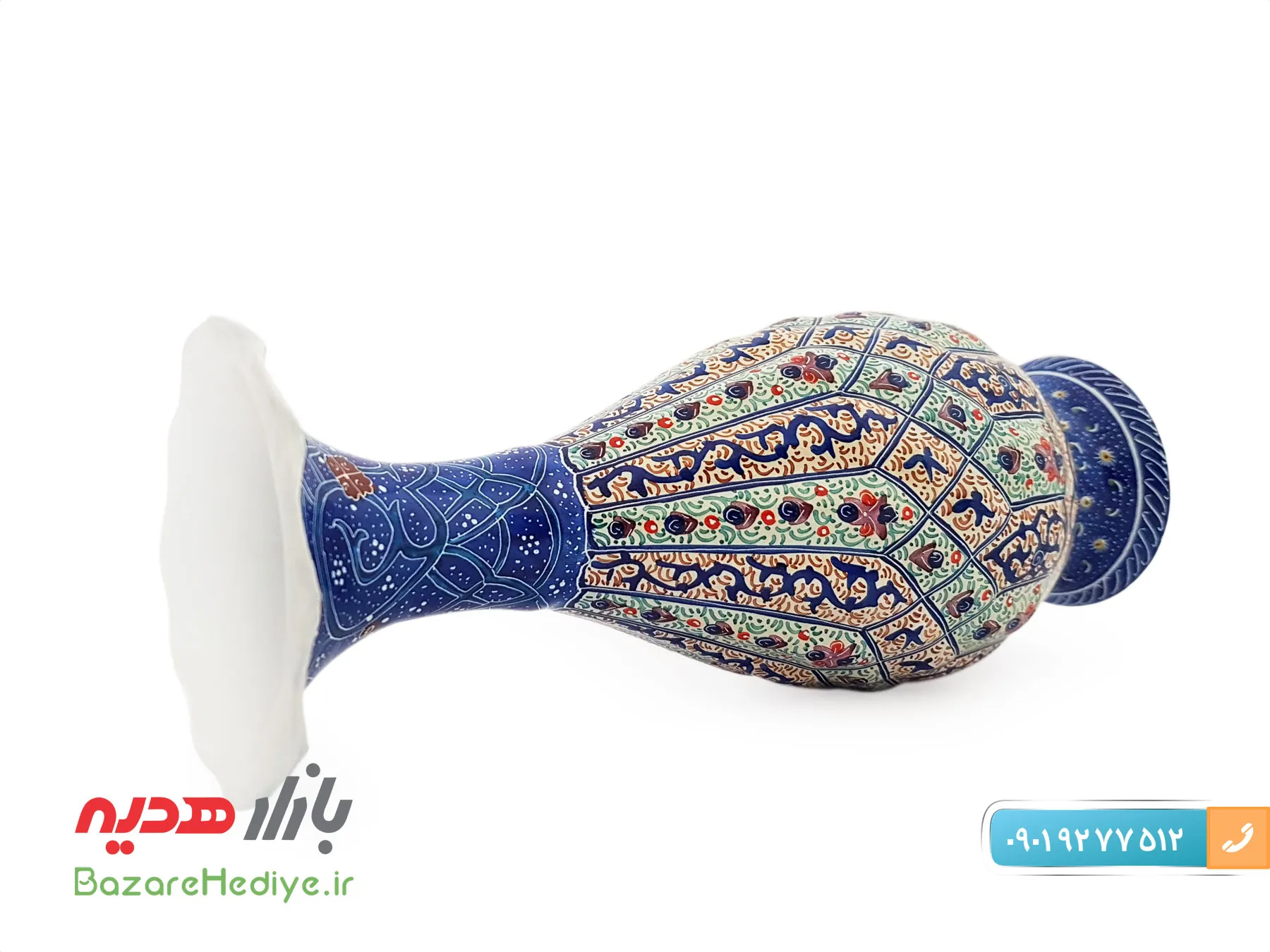 گلدان مسی مینا کاری اسماعیلی ارتفاع ۱۶ سانتی