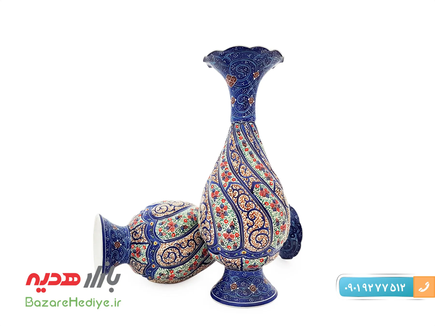 گلدان ۱۶ سانتی متری میناکاری شده اثر استاد اسماعیلی