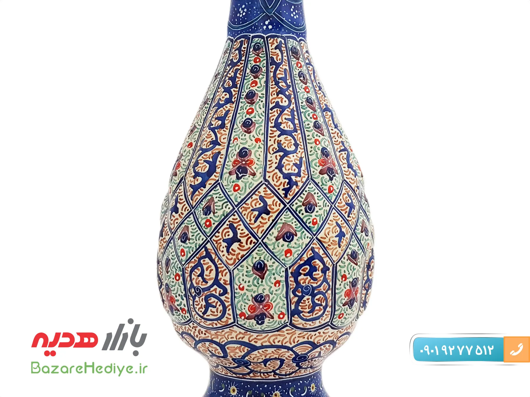گلدان مسی مینا کاری اسماعیلی ارتفاع ۱۶ سانتی
